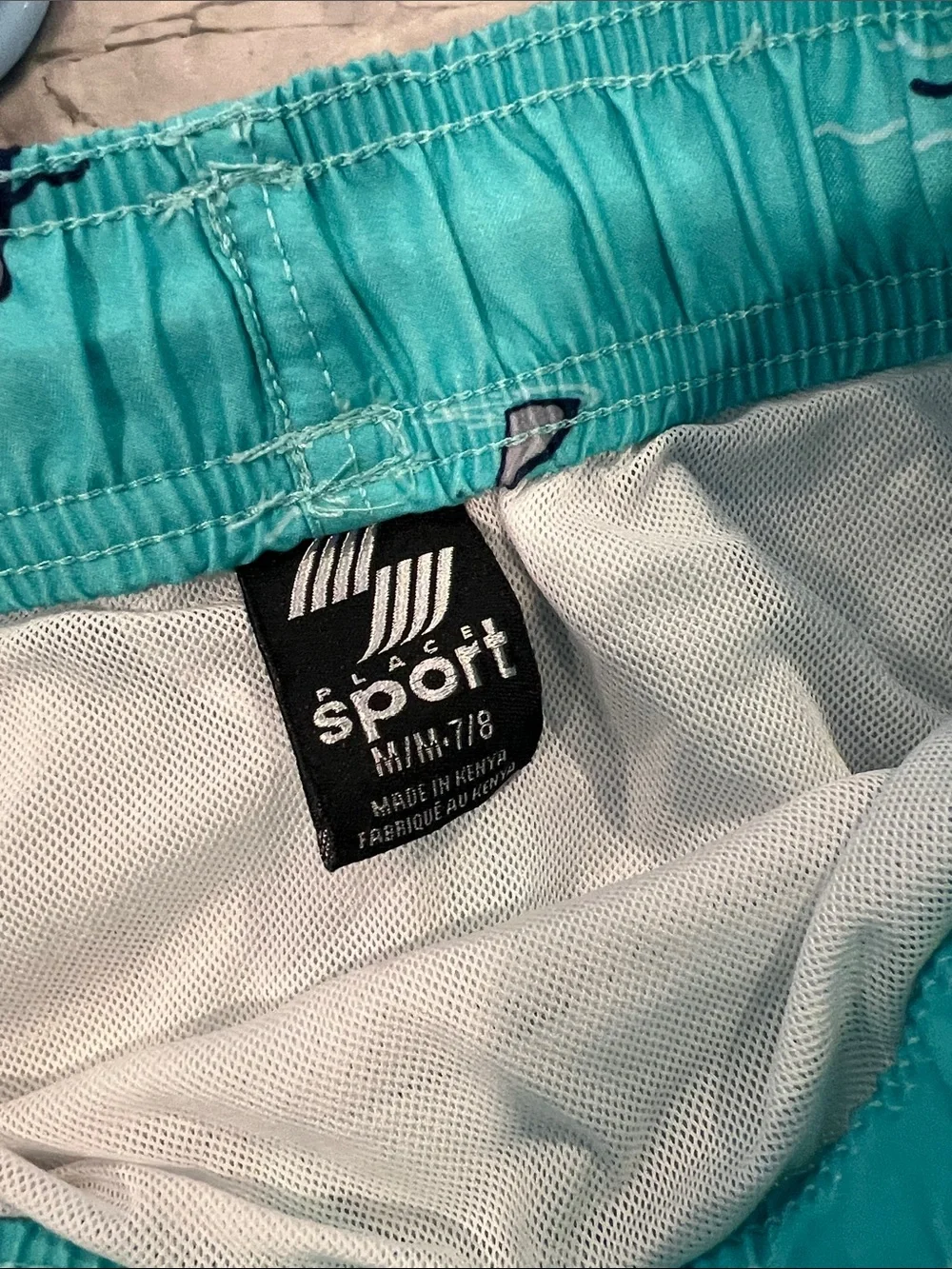 Aqua Shark Fin Print Swim Trunks